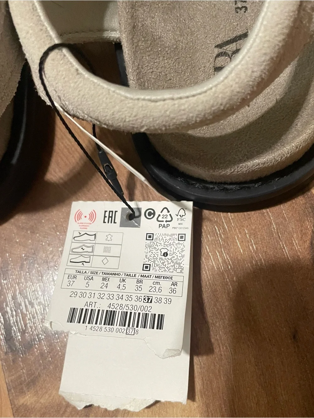 NWT Zara Split Suede Leather Fisherman Sandals Gray Women’s Size 37 (6.5) - Picture 7 of 8